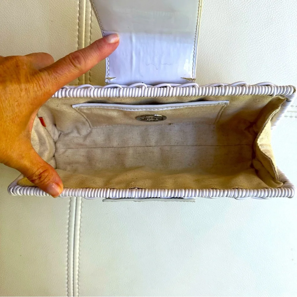 Tory Burch White Rattan Clutch with silver accents - Picture 9 of 12